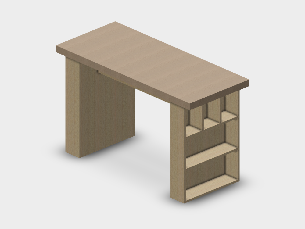 Kitchen island with side shelves