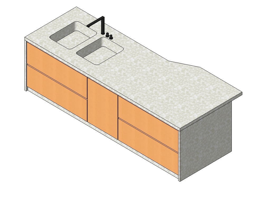 Contemporary kitchen island with double sink