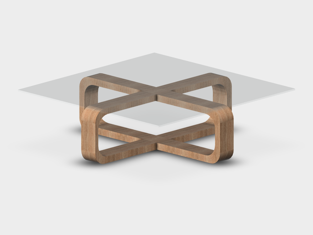 Mesa baja con base entrelazada