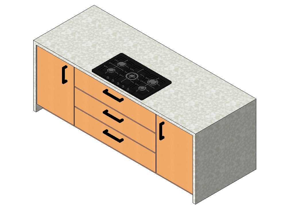 Kitchen island with cooktop and storage