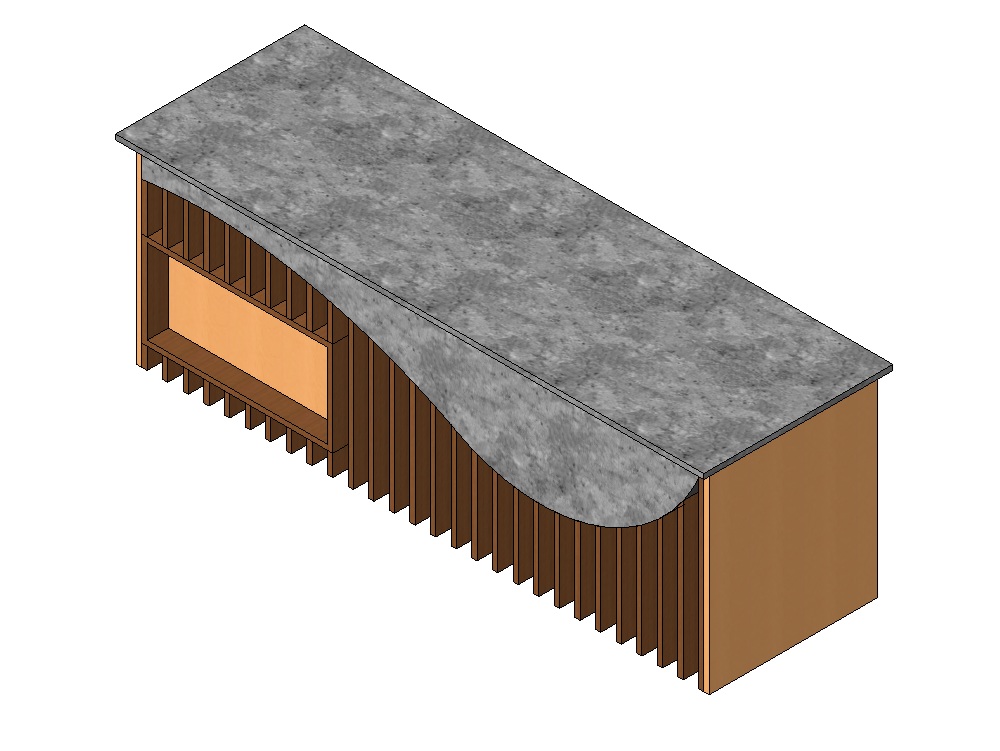 Kitchen Island with Rod Cladding
