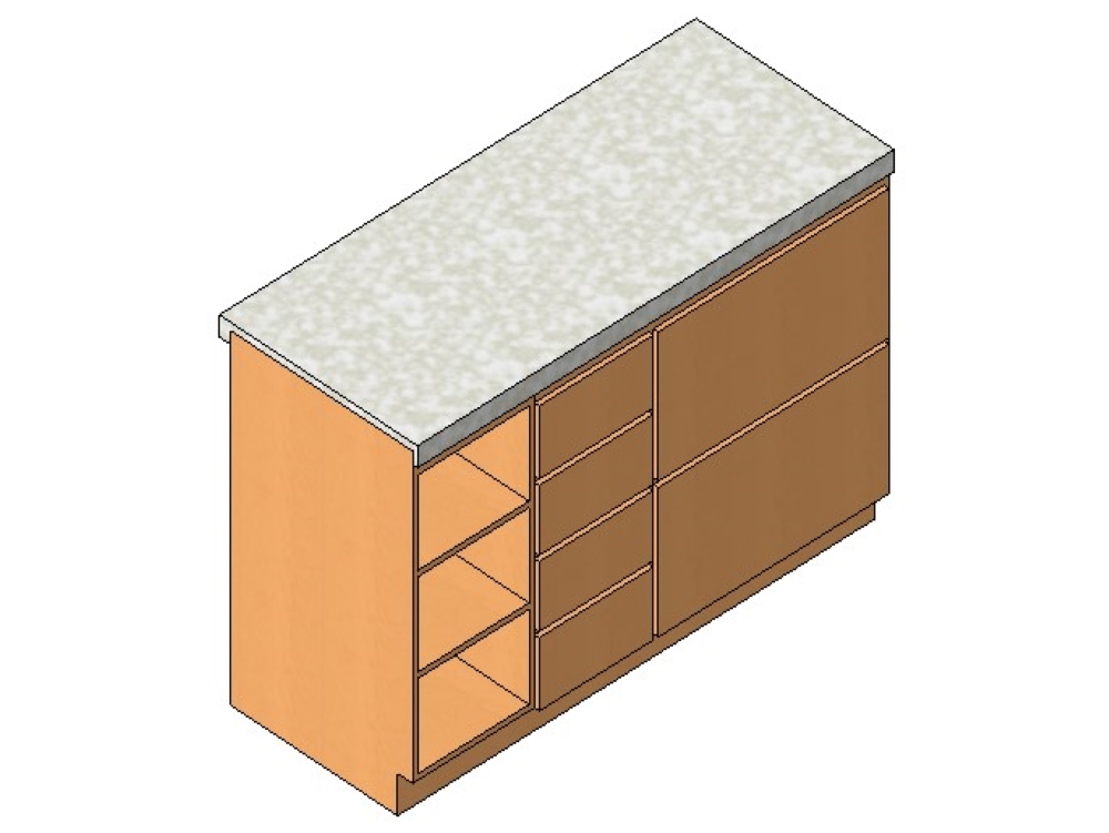Island with drawers and shelves