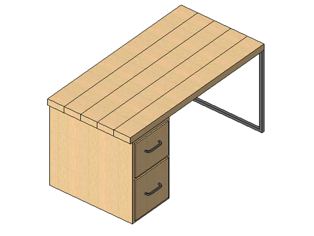 Escritorio con estructura metálica y cajonera