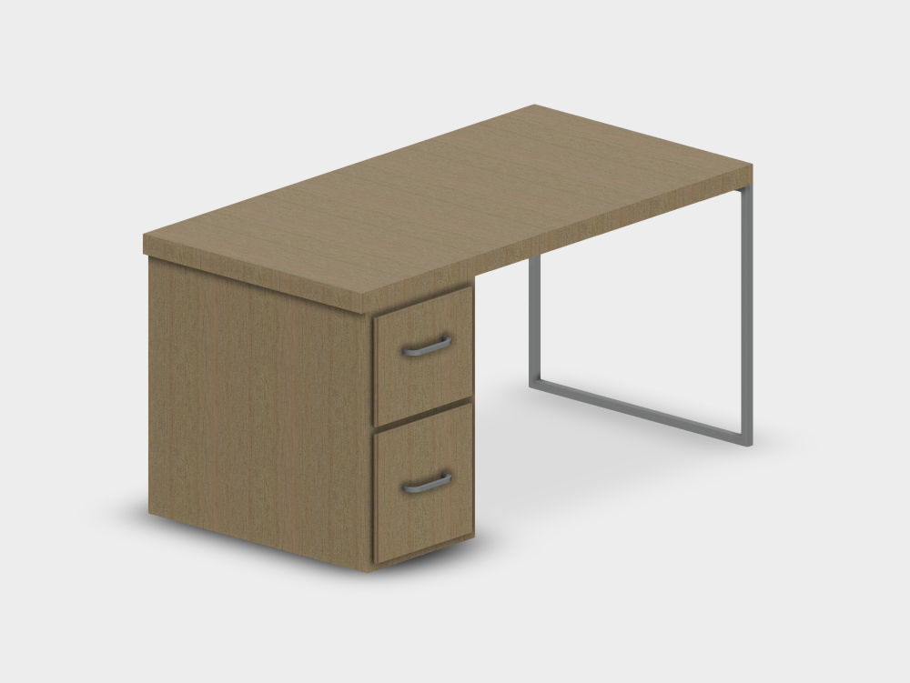 Escritorio con estructura metálica y cajonera