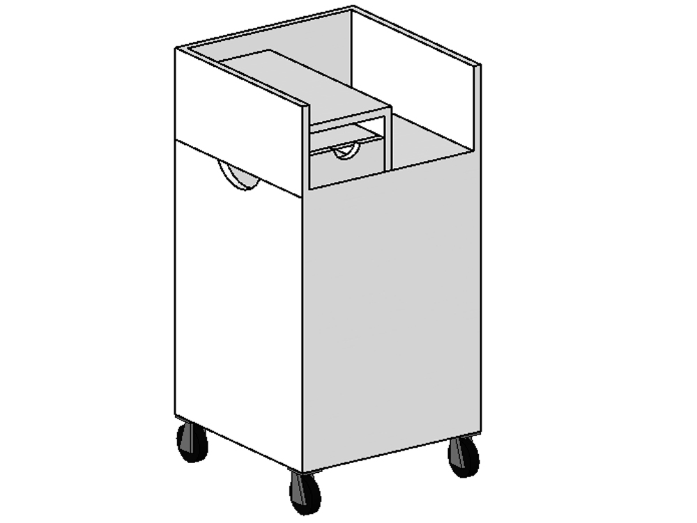 Mueble auxiliar hospitalario con ruedas.