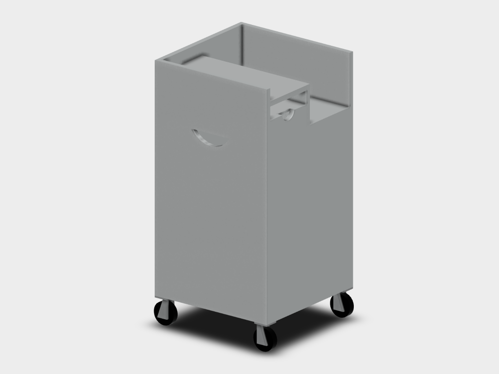 Mobilier auxiliaire d'hôpital avec roulettes.