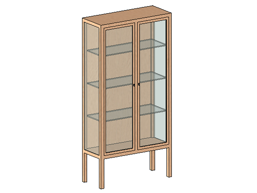 Vajillero con puertas de vidrio y estructura de madera