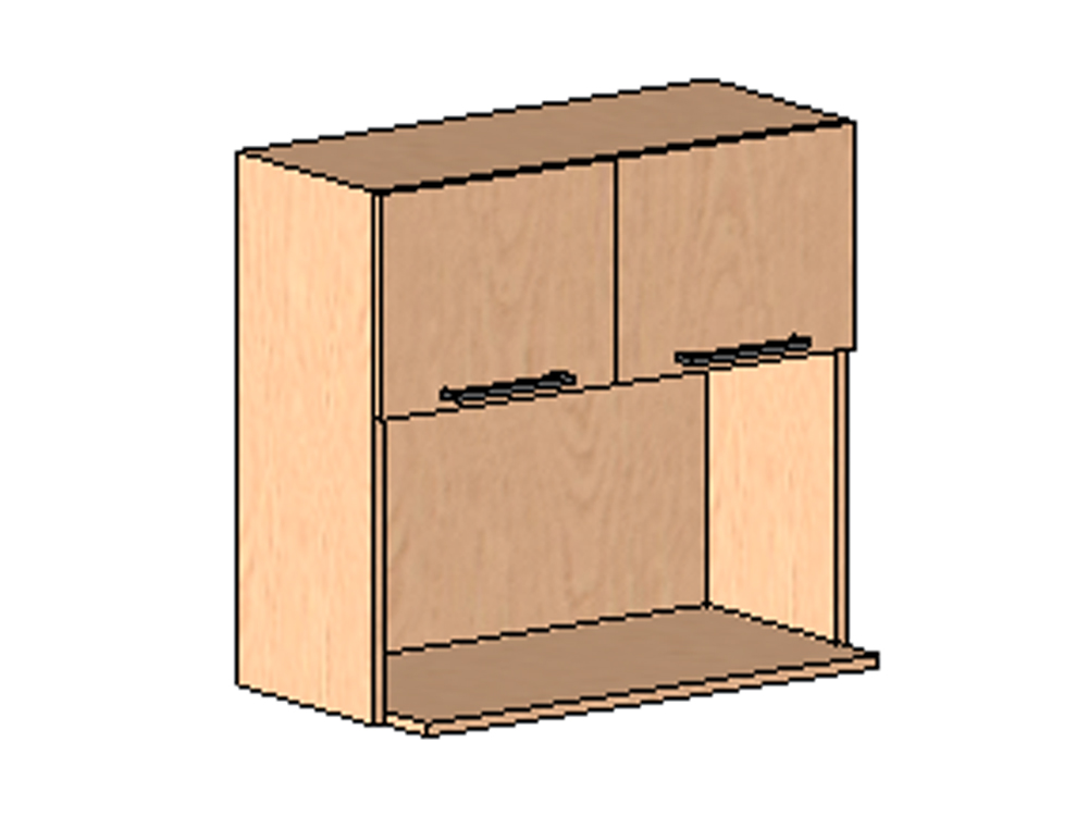 Armoire de cuisine avec étagère ouverte