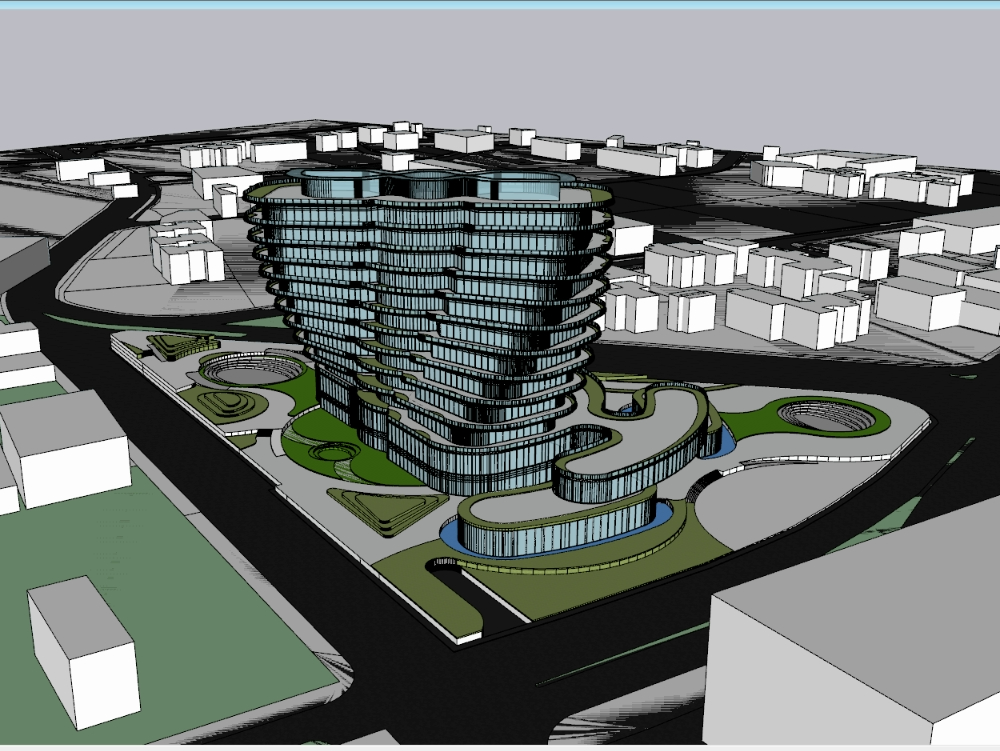 Edificio hibrido en surco 3d 