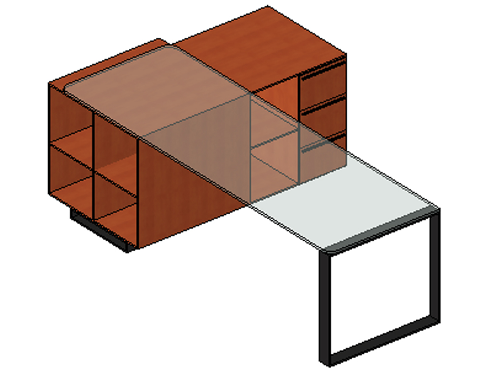 Desk with glass top and metal frame