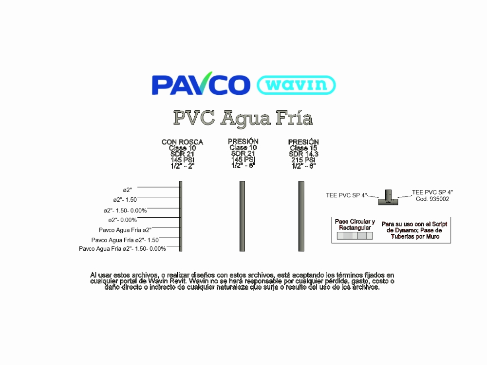 Pavco brand pipe template