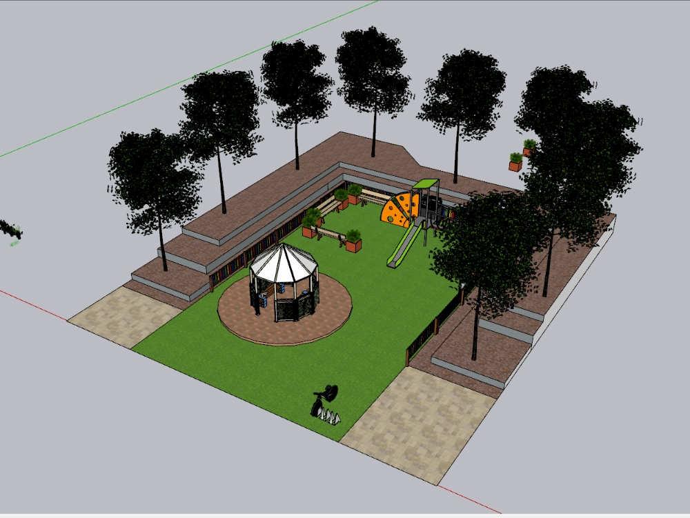Parque con mobiliarios