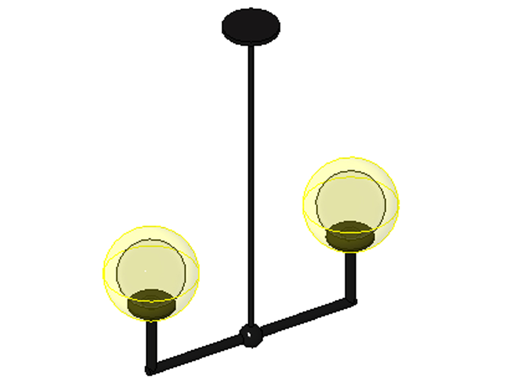 Symmetrical pendant lamp with spherical diffusers