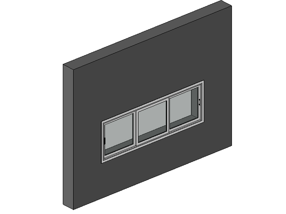 Horizontal sliding aluminum window with three leaves