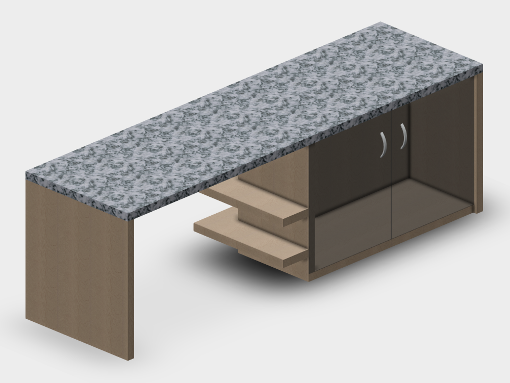 Isla de cocina con puertas de vidrio