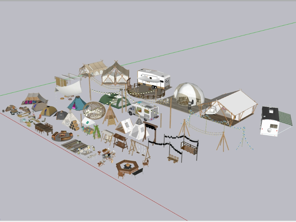 Pack de modèles 3D de camp.