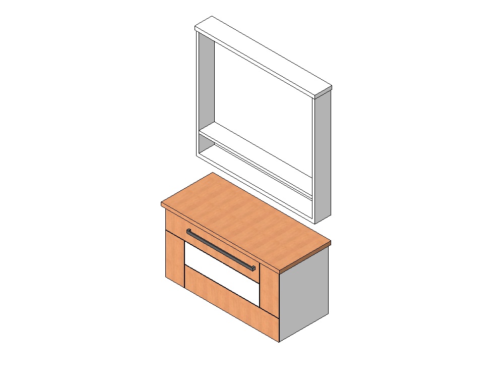 Bathroom furniture with high shelf