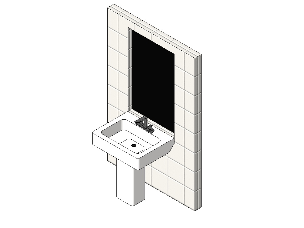 Pedestal sink with overhead mirror