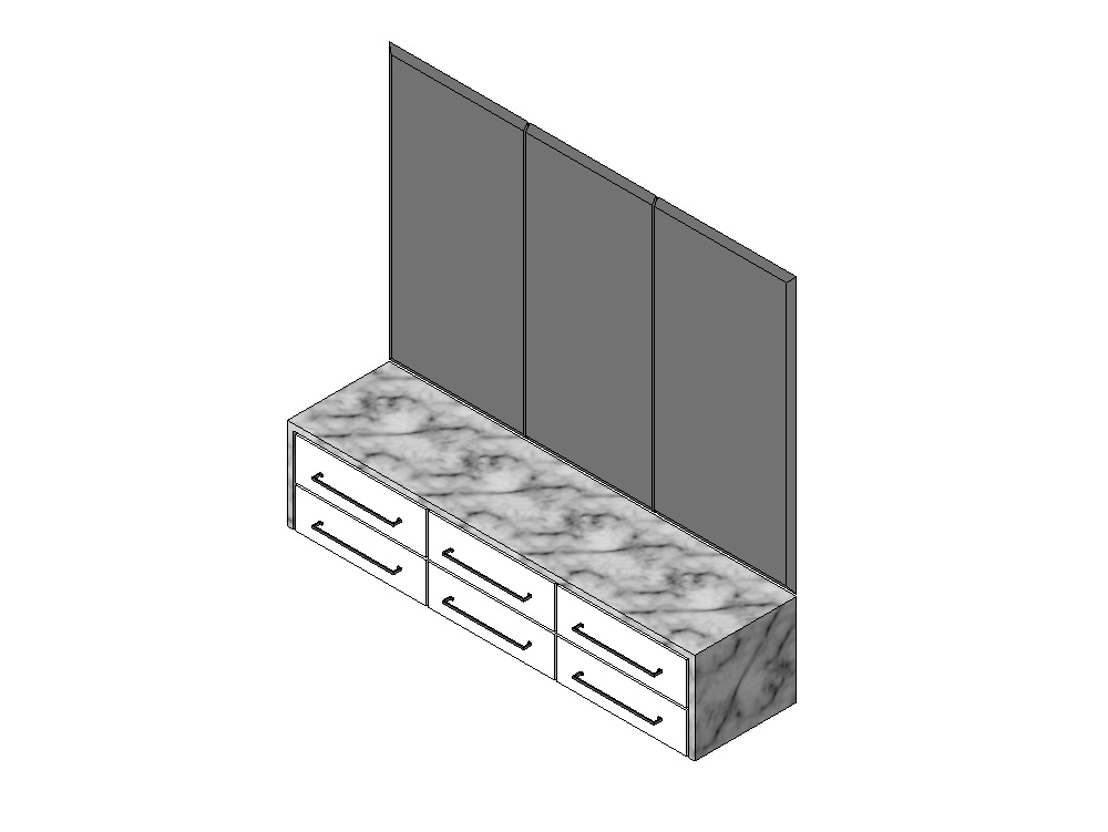 Suspended cabinet with drawers