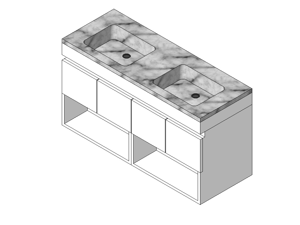 Bathroom cabinet with double sink