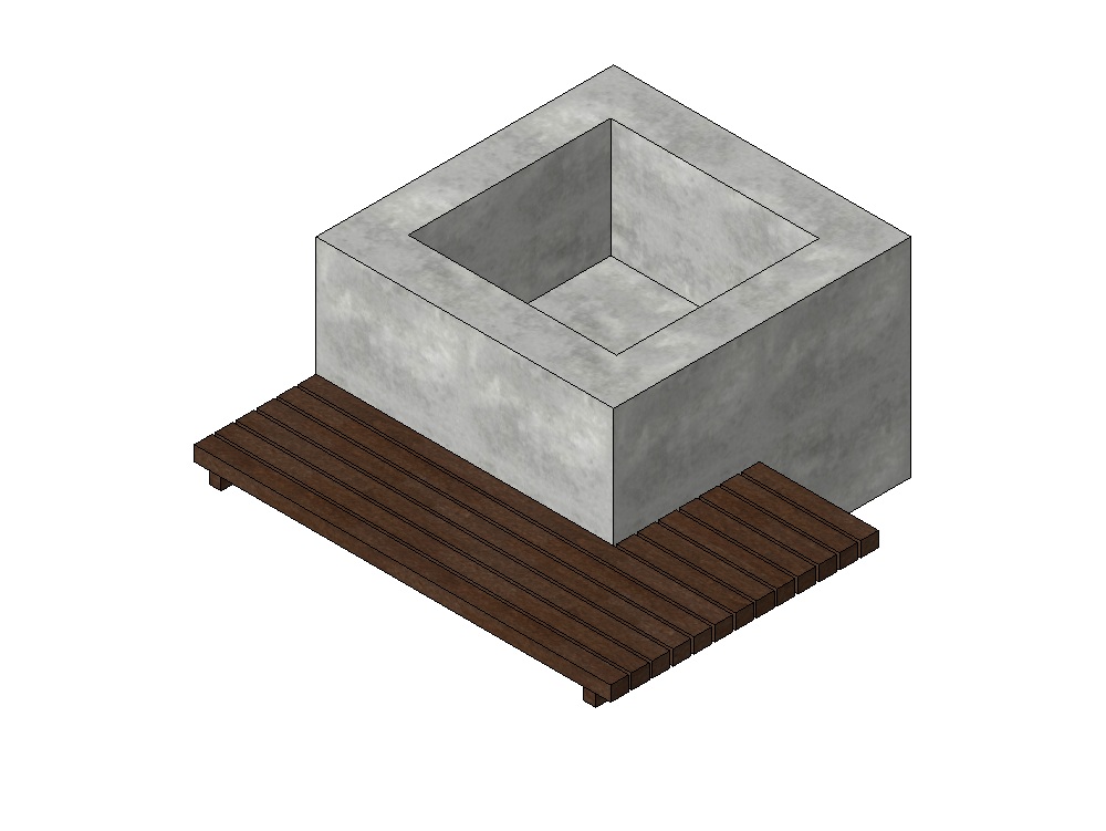 Bench with concrete pot