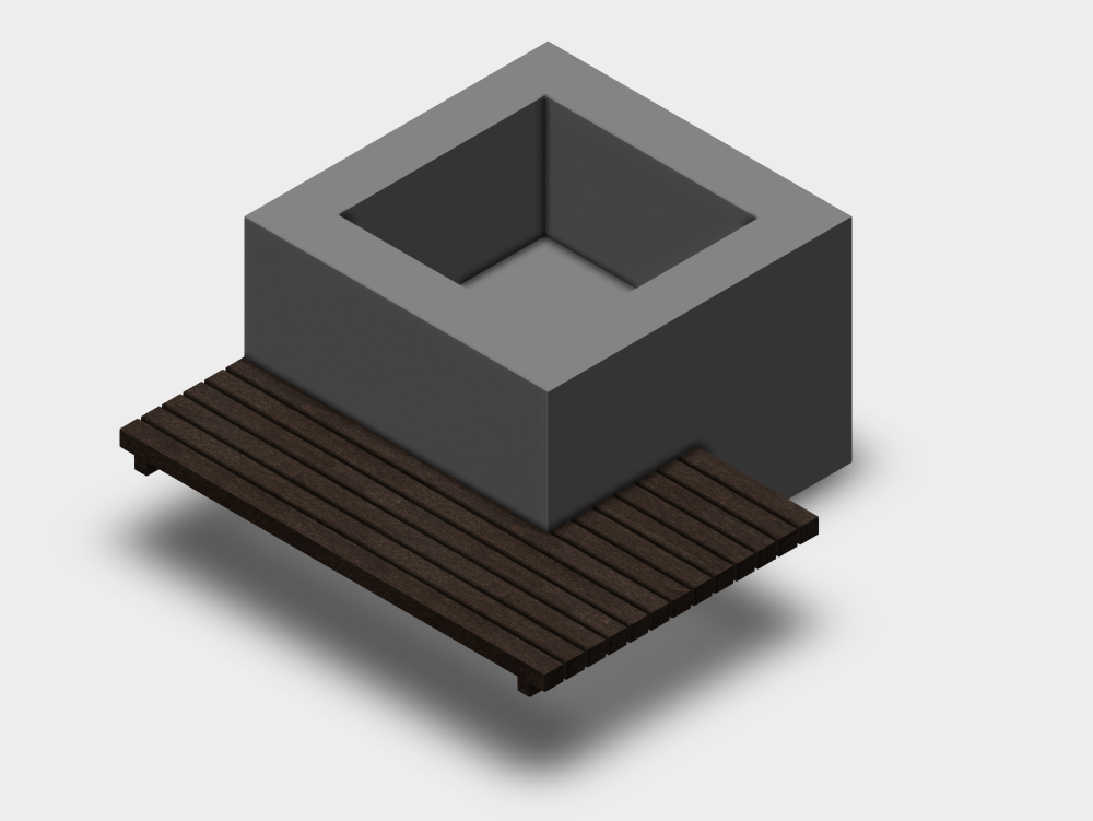 Banco com vaso de concreto