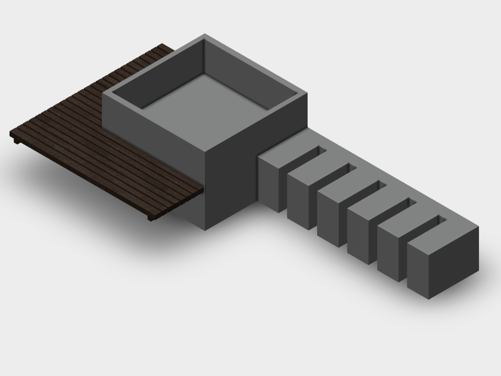 Banco com vaso de flores e suporte para bicicleta