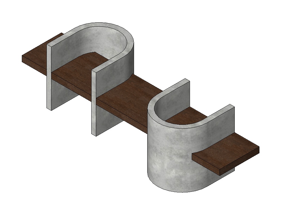 Curved two-seater urban bench