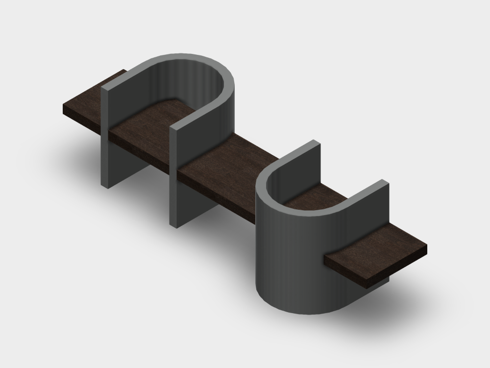 Banco urbano curvo de dois lugares