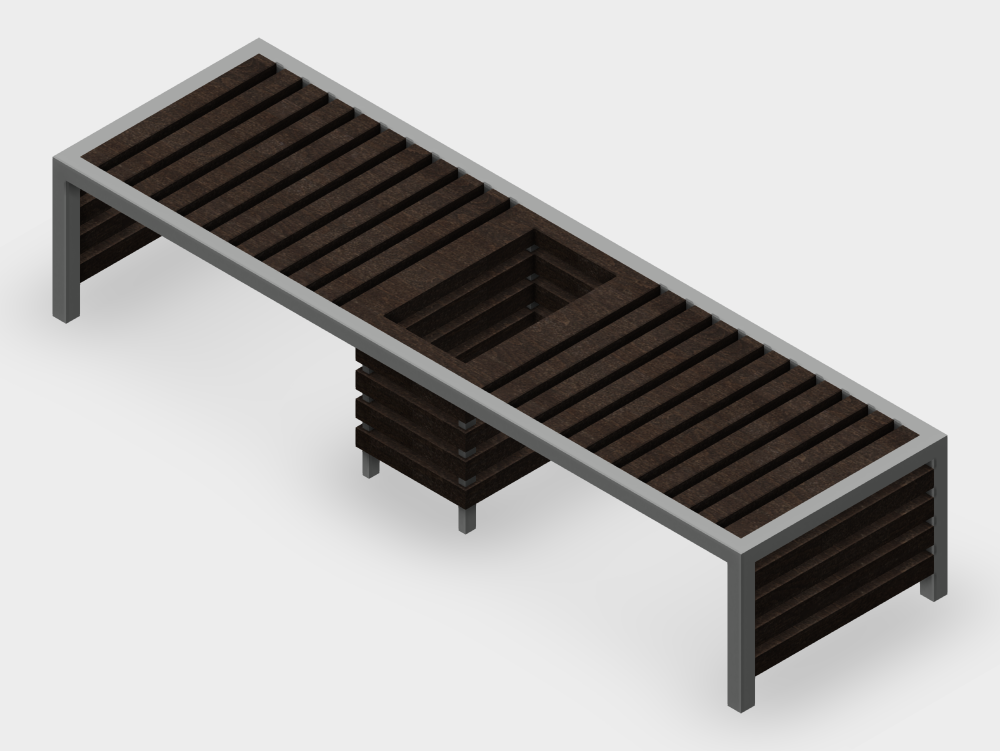Banco urbano com canteiro integrado