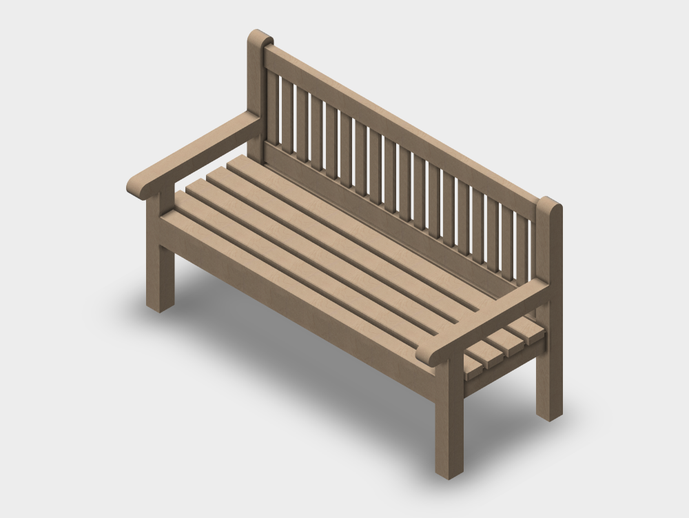 Banco urbano clássico de madeira