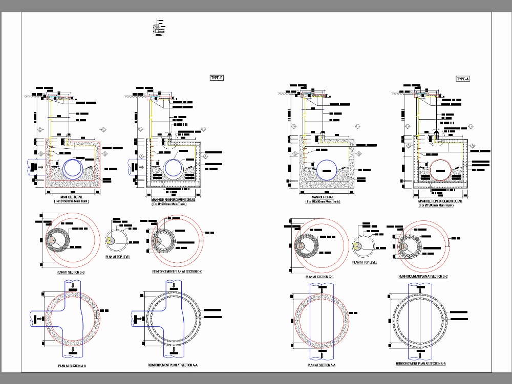 Pozo de registro Grp y RCC combinados de 1500 mm