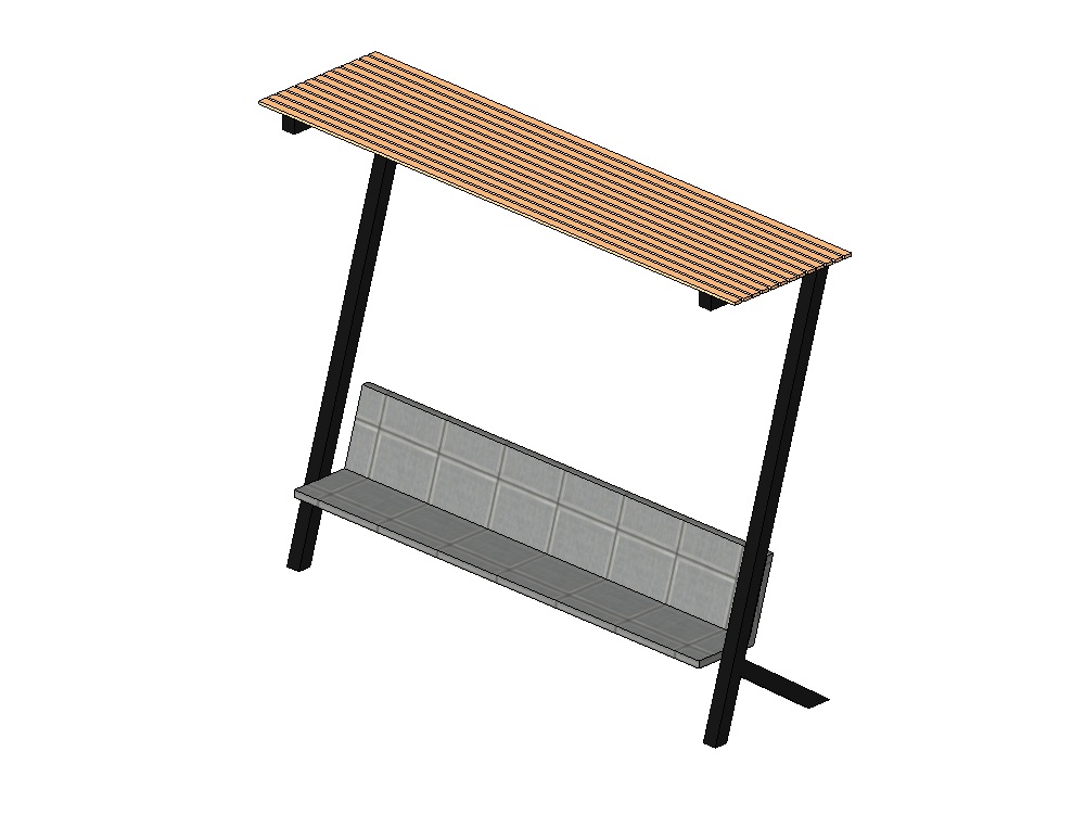 Urban bench with wooden pergola