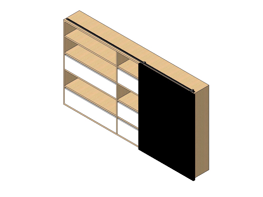 Wall bookcase with sliding door