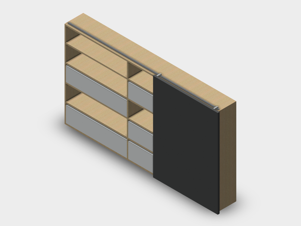 Estante de parede com porta de correr