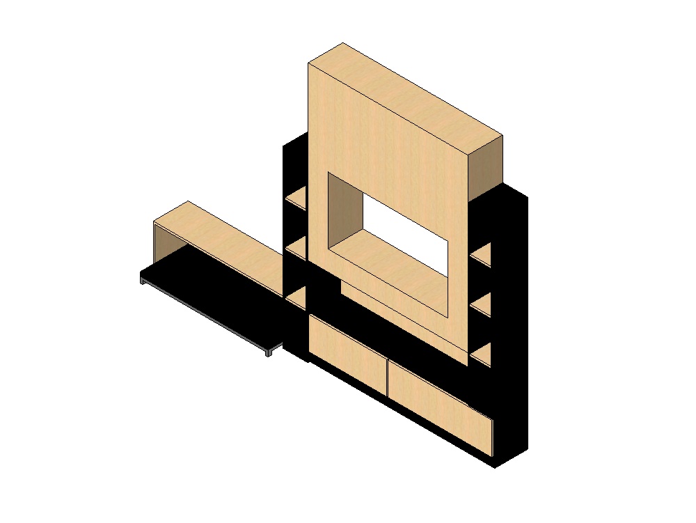 TV cabinet with shelves and closed compartments