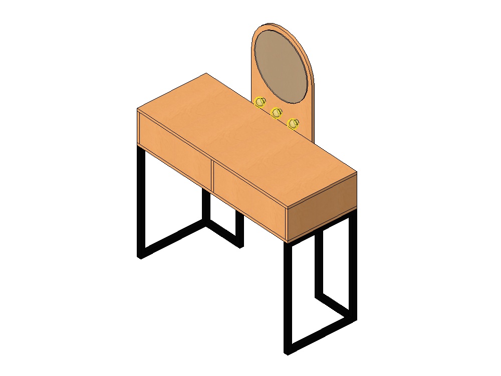 Dressing table with circular mirror