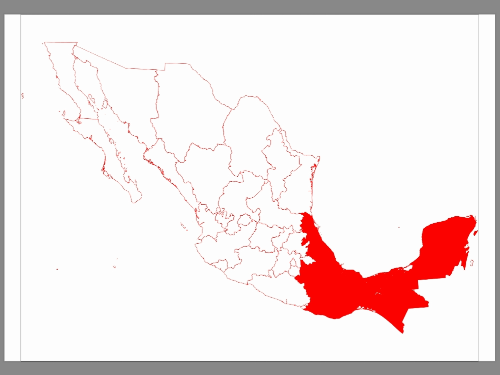 Mapa geral dos estados do México