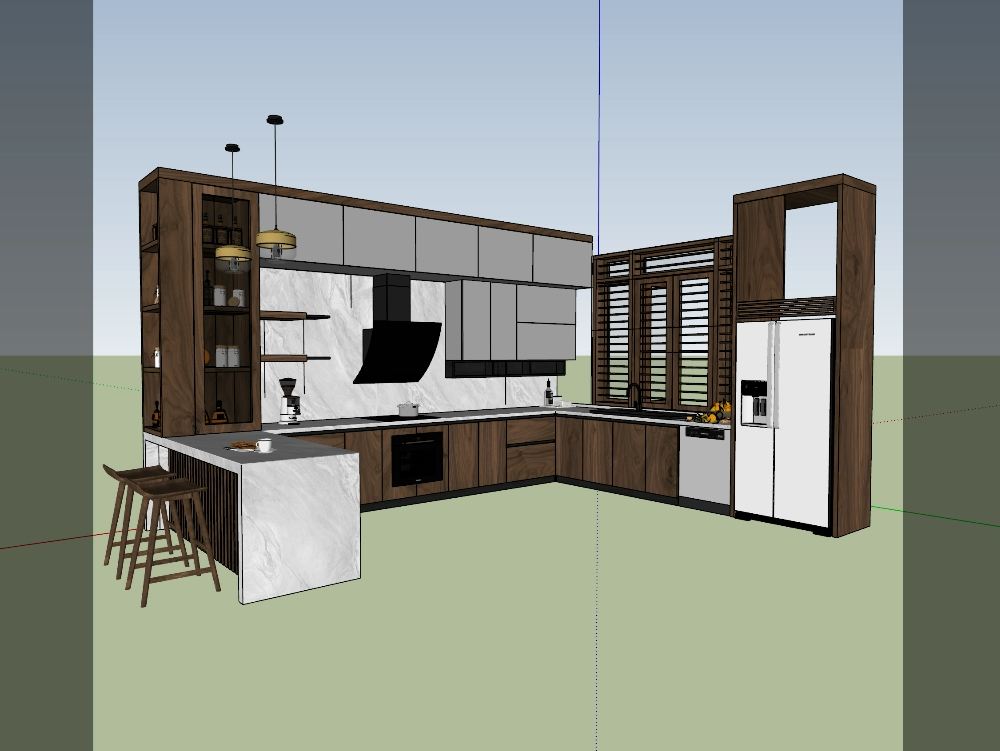 Cocina moderna en l con isla