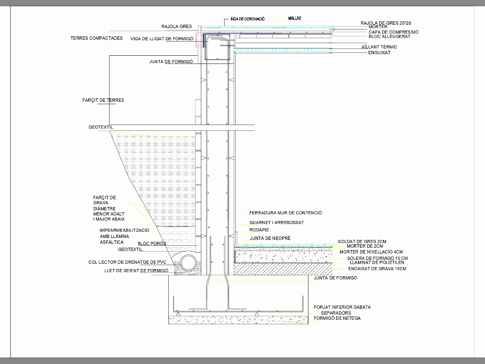 Retaining wall with drainage