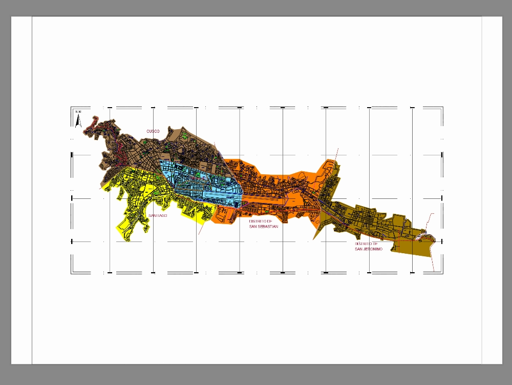 Mapa geral de Cusco, zoneamento atual