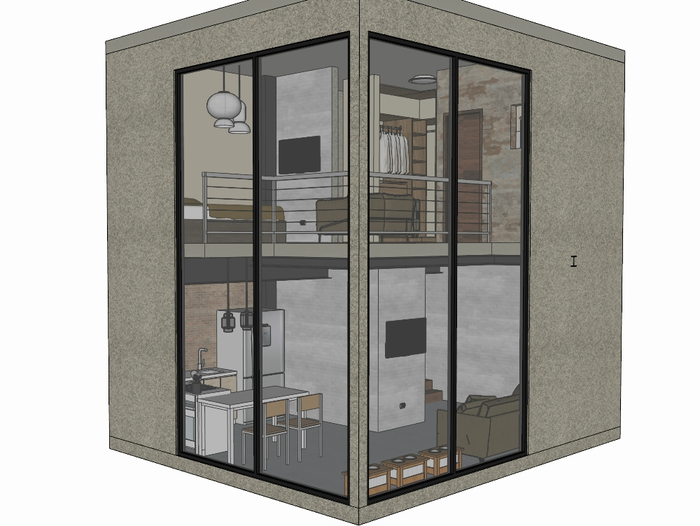 Pequeno apartamento mobiliado em 3D
