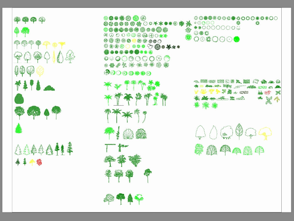 Arbres en plan et en vue