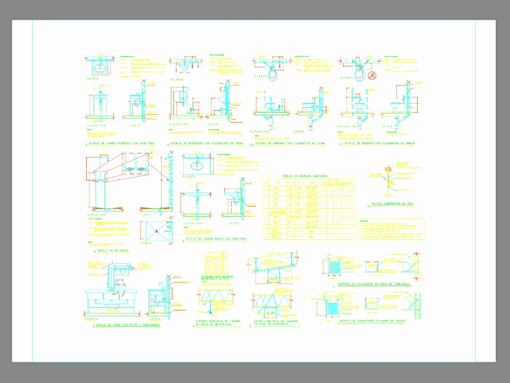 Sanitary ware hydraulic details