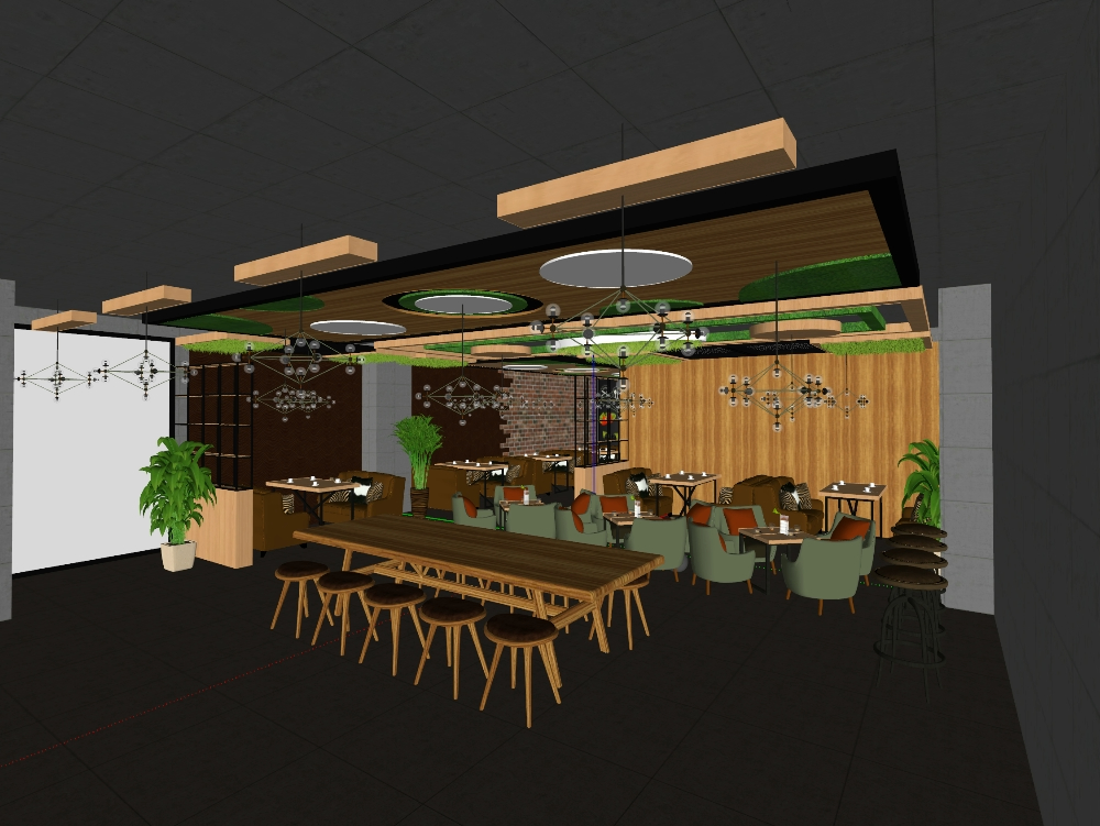 interior de restaurante em 3D