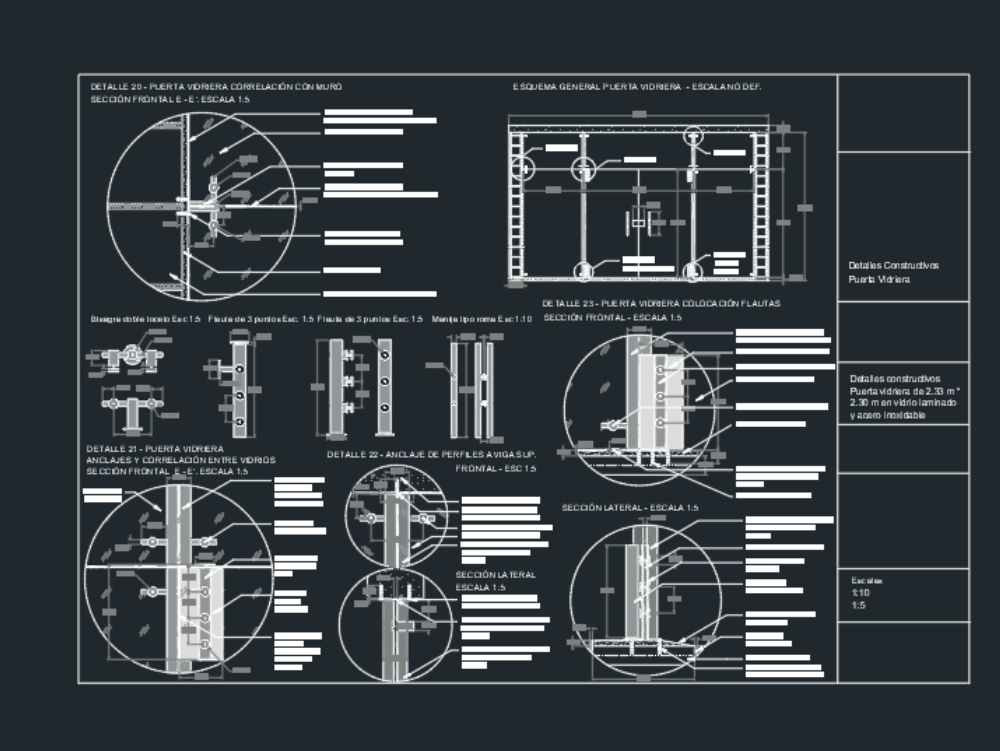 Détails de la porte vitrée