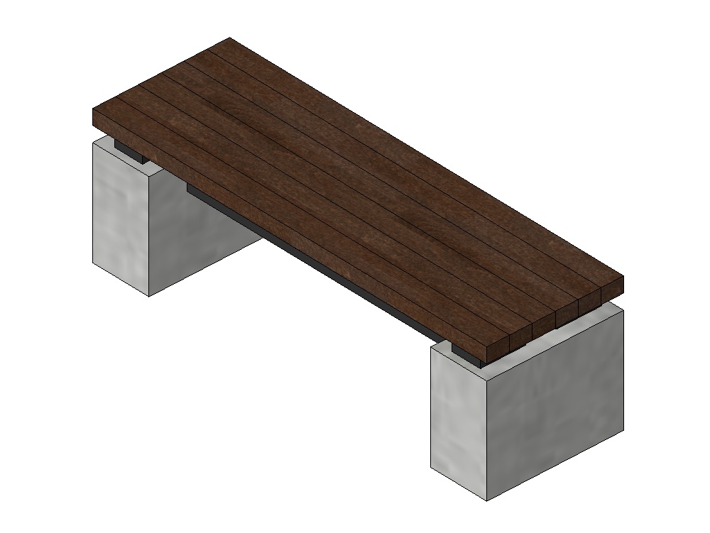 Banco urbano retangular