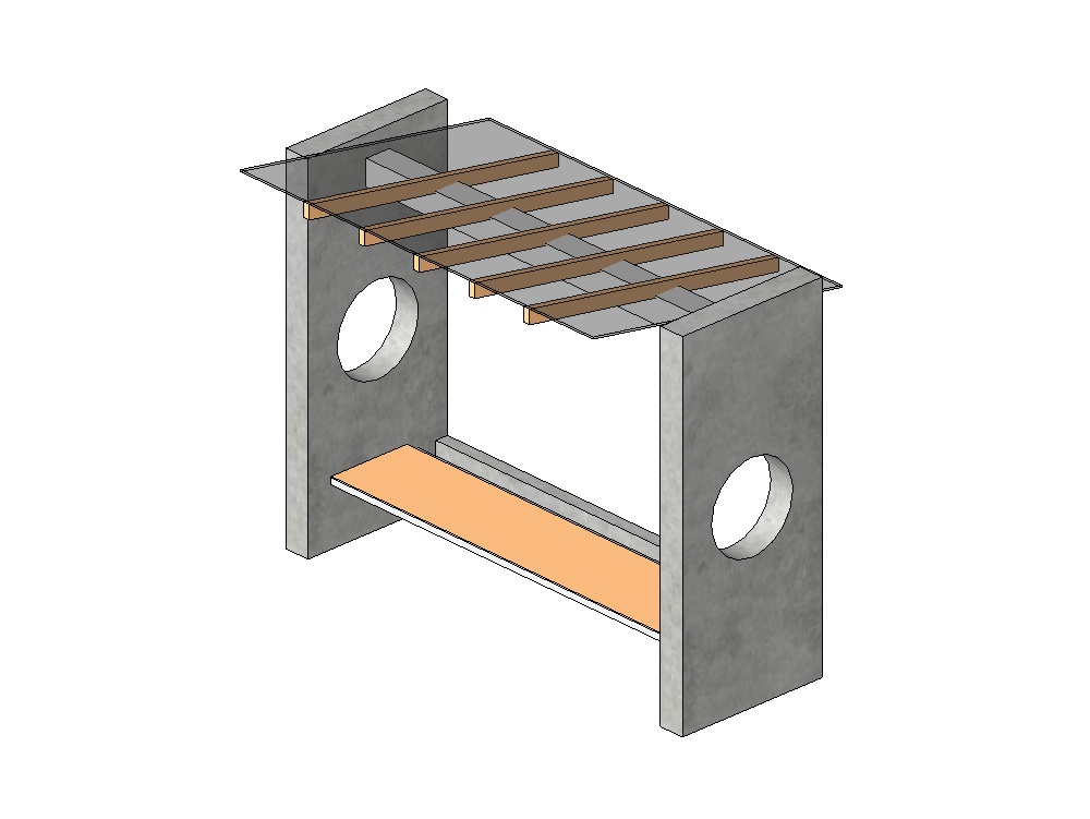 Parada de bus con pérgola de cristal