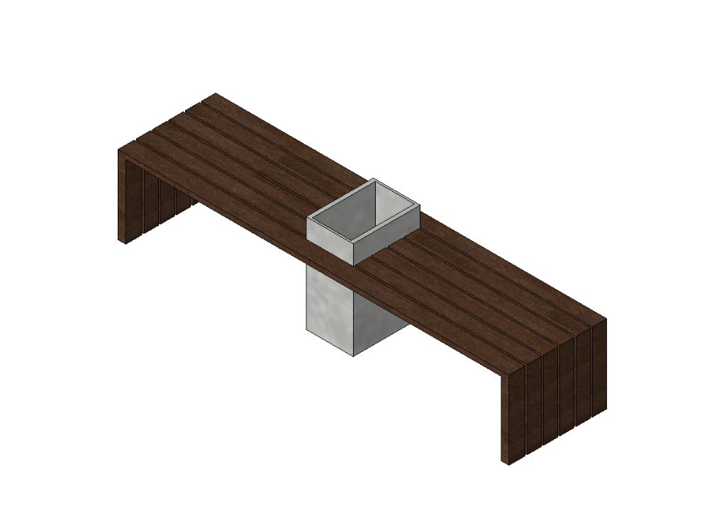 Banco de madera con maceta