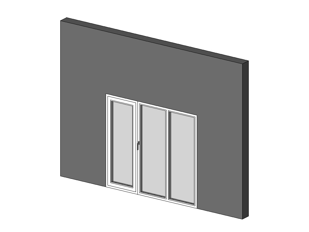 Ventana abatible de una hoja con 2 paneles fijos